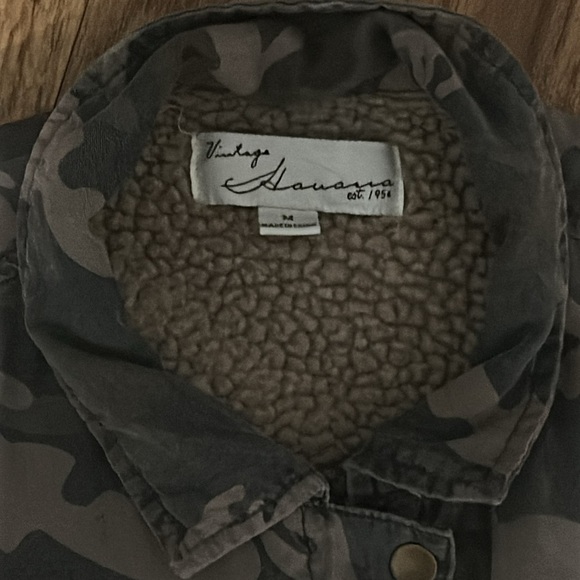 Vintage Havanna Faux Fur-Lined Track Stripe Camo Jacket - Picture 8 of 8